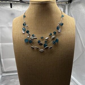 Lia Sophia Silver Necklace with Blue Accents
